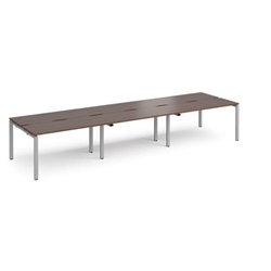 Adapt triple back to back desks 4200mm x 1200mm - silver frame, walnut top