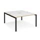 Adapt back to back desks 1400mm x 1600mm - black frame, white top with oak edging