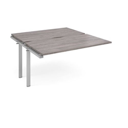 Adapt add on unit single 1400mm x 1600mm - silver frame, grey oak top