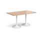 Genoa rectangular dining table with white trumpet base 1400mm x 800mm - beech