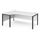 Maestro 25 left hand ergonomic desk 1800mm wide - black bench leg frame, white top