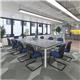 Adapt boardroom table add on unit 1600mm x 1600mm with central cutout 272mm x 132mm - black frame, beech top