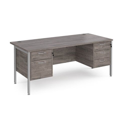 Maestro 25 straight desk 1800mm x 800mm with 2 and 3 drawer pedestals - silver H-frame leg, grey oak top