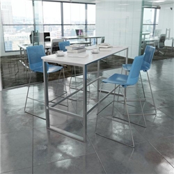 Otto Poseur benching solution dining table 1800mm wide - silver frame, barcelona walnut top