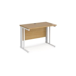 Maestro 25 straight desk 1000mm x 600mm - white cable managed leg frame, oak top