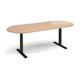 Elev8 Touch radial end boardroom table 2400mm x 1000mm - black frame, beech top