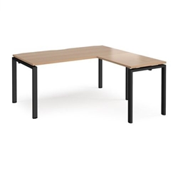 Adapt desk 1600mm x 800mm with 800mm return desk - black frame, beech top