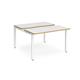 Adapt sliding top back to back desks 1200mm x 1200mm - white frame, white top with oak edging