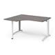 TR10 left hand ergonomic desk 1400mm - white frame, grey oak top