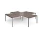 Adapt back to back 4 desk cluster 3200mm x 1600mm with 800mm return desks - silver frame, walnut top