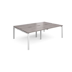 Adapt double back to back desks 2400mm x 1600mm - white frame, grey oak top