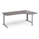 TR10 right hand ergonomic desk 1800mm - silver frame, grey oak top