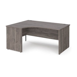Maestro 25 left hand ergonomic desk 1600mm wide - grey oak top with panel end leg