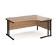 Maestro 25 right hand ergonomic desk 1600mm wide - black cantilever leg frame, beech top