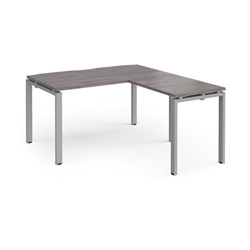 Adapt desk 1400mm x 800mm with 800mm return desk - silver frame, grey oak top