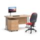 Maestro 25 straight desk 1400mm x 800mm with silver cantilever frame and 3 drawer pedestal - walnut