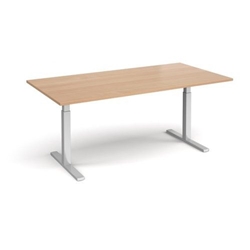 Elev8 Touch boardroom table 2000mm x 1000mm - silver frame, beech top