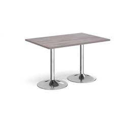 Genoa rectangular dining table with chrome trumpet base 1200mm x 800mm - grey oak