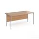Contract 25 straight desk with silver H-Frame leg 1600mm x 800mm - beech top
