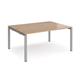 Adapt back to back desks 1600mm x 1200mm - silver frame, beech top