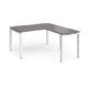 Adapt desk 1400mm x 800mm with 800mm return desk - white frame, grey oak top