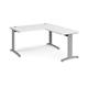 TR10 desk 1400mm x 800mm with 800mm return desk - silver frame, white top