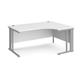 Maestro 25 right hand ergonomic desk 1600mm wide - silver cable managed leg frame, white top