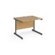 Contract 25 straight desk with graphite cantilever leg 1000mm x 800mm - oak top