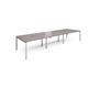Adapt triple back to back desks 4200mm x 1200mm - silver frame, grey oak top