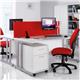 Momento right hand wave desk 1600mm - silver cantilever frame, oak top