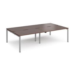 Adapt double back to back desks 2800mm x 1600mm - silver frame, walnut top