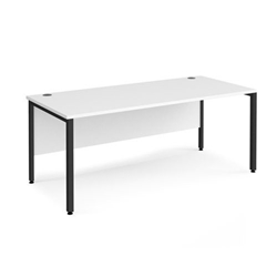 Maestro 25 straight desk 1800mm x 800mm - black bench leg frame, white top