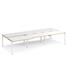 Adapt sliding top triple back to back desks 3600mm x 1600mm - white frame, white top with oak edging