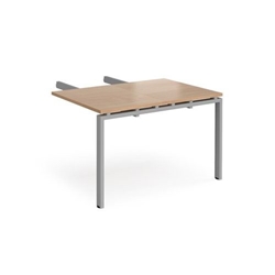 Adapt add on unit double return desk 800mm x 1200mm - silver frame, beech top