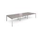 Adapt triple back to back desks 4200mm x 1600mm - silver frame, grey oak top
