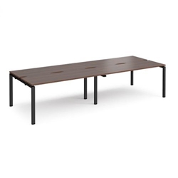 Adapt double back to back desks 3200mm x 1200mm - black frame, walnut top