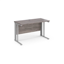 Maestro 25 straight desk 1200mm x 600mm - silver cable managed leg frame, grey oak top