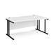 Maestro 25 right hand wave desk 1600mm wide - black cantilever leg frame, white top