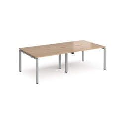 Adapt double back to back desks 2400mm x 1200mm - silver frame, beech top