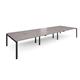 Adapt triple back to back desks 4800mm x 1600mm - black frame, grey oak top