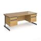 Contract 25 straight desk with 2 and 2 drawer pedestals and graphite cantilever leg 1800mm x 800mm - oak top