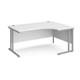 Maestro 25 right hand ergonomic desk 1600mm wide - silver cantilever leg frame, white top