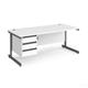 Contract 25 straight desk with 3 drawer pedestal and graphite cantilever leg 1800mm x 800mm - white top