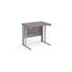Maestro 25 straight desk 800mm x 600mm - silver cable managed leg frame, grey oak top
