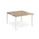 Adapt sliding top back to back desks 1200mm x 1200mm - white frame, beech top