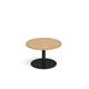 Monza circular coffee table with flat round black base 800mm - oak