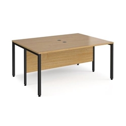 Maestro 25 back to back straight desks 1600mm x 1200mm - black bench leg frame, oak top