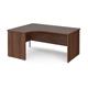 Maestro 25 left hand ergonomic desk 1600mm wide - walnut top with panel end leg