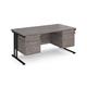 Maestro 25 straight desk 1600mm x 800mm with two x 2 drawer pedestals - black cantilever leg frame, grey oak top