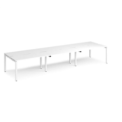 Adapt sliding top triple back to back desks 4200mm x 1200mm - white frame, white top